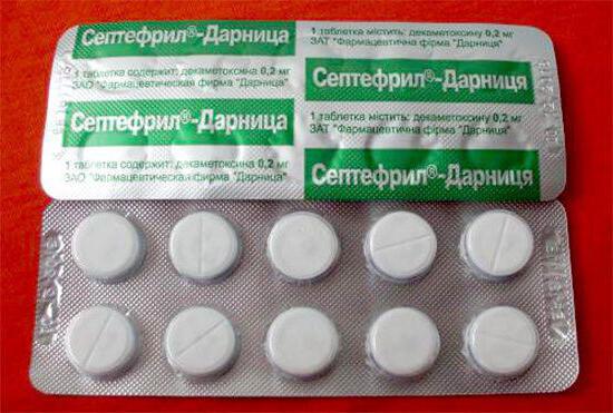 Instruções para comprimidos Septefril